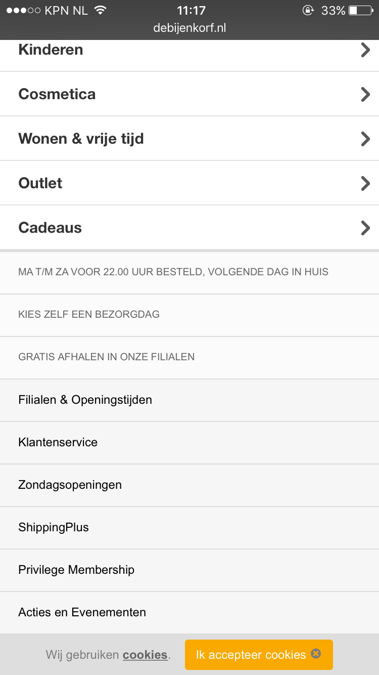 De bijenkorf website 4