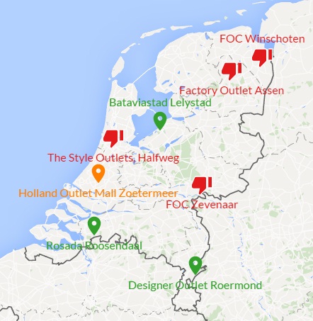 Kaartje bestaande en geplande FOCs